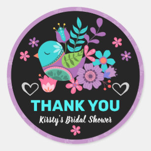 Bright Bird & Floral Mexican Fiesta Bridal Shower Classic Round Sticker