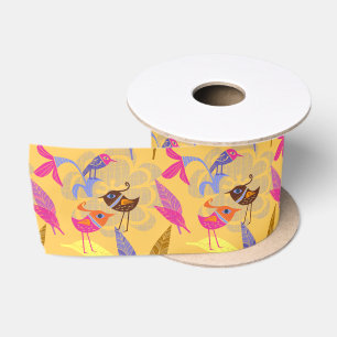 Bright Birds Ribbon Satin Ribbon