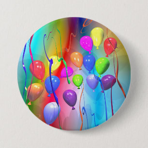 Bright Birthday Balloons 3 Inch Round Button