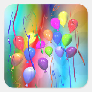 Bright Birthday Balloons Square Sticker