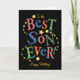 Bright Birthday Card for Best Son Ever on Black