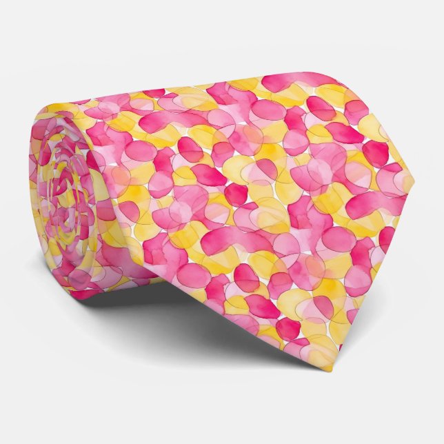 Bright Blobs “Pink Lemonade” Abstract Tie (Rolled)
