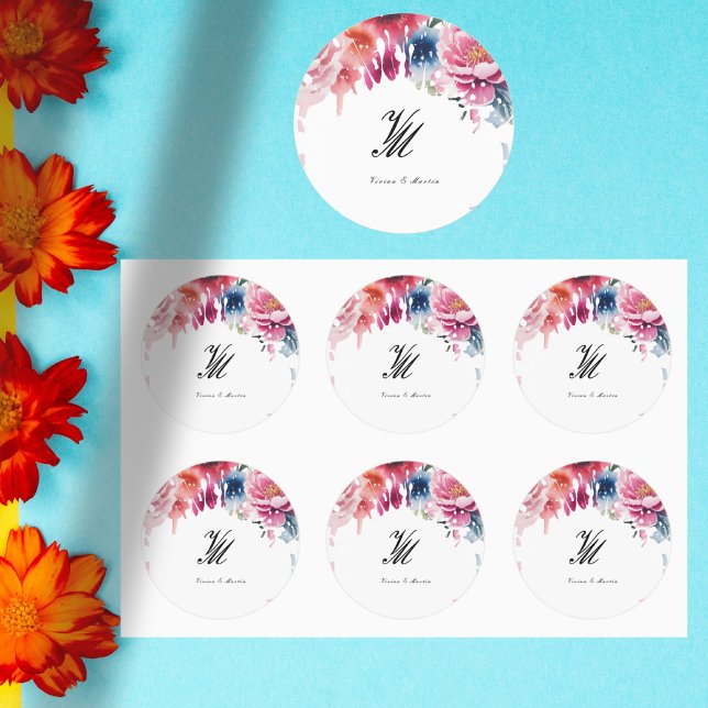 Bright Bloom Blossom Wedding Classic Round Sticker (Creator Uploaded)