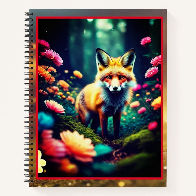 "Bright Blooming Jungle Fox" Notebook (Front)