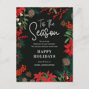 Bright Blooms Business Holiday Card Postcard