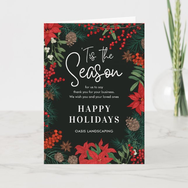 Bright Blooms Business Holiday Greeting Card (Front)