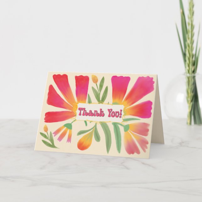 Bright Blooms Thank You Card (Front)