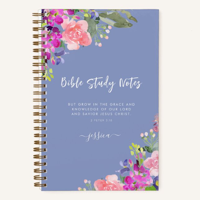 Bright Blooms Watercolor Floral Bible Study Notebook (Front)