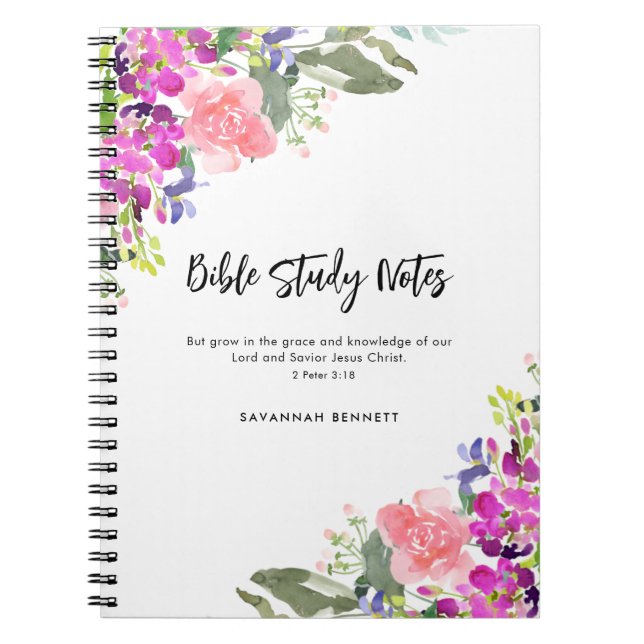 Bright Blooms Watercolor Floral Bible Study Notebook (Front)