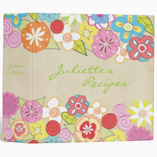 Bright Blossoms Floral Recipe Book Binder