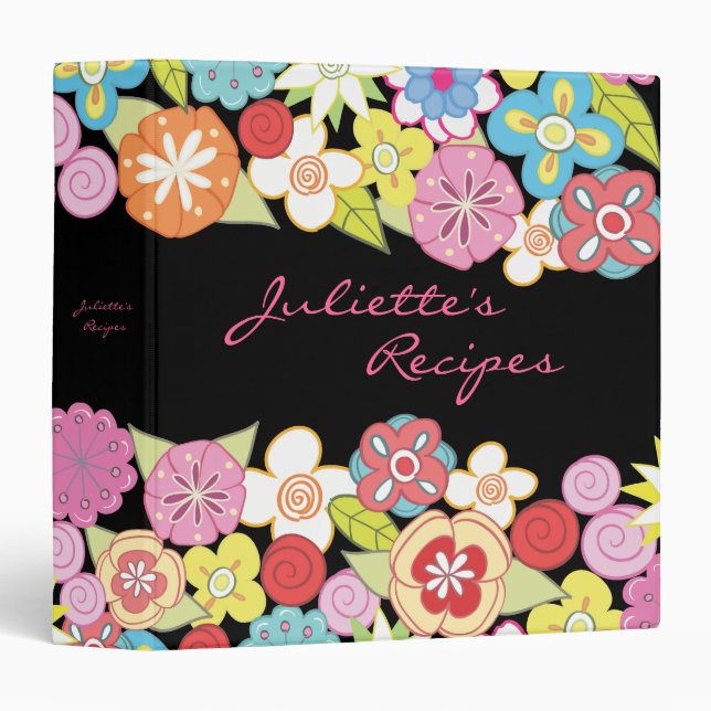 Bright Blossoms Floral Recipe Book Binder (Front/Spine)