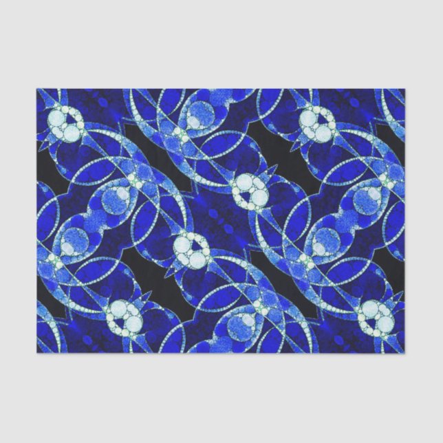 Bright Blue Abstract Tissue Paper (Front)