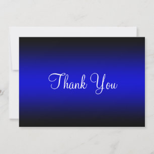 Bright Blue and Black Edge Gradient Thank You Card