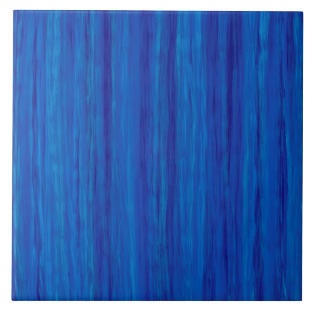 Bright Blue and Dark Blue Stripes Tile (Front)
