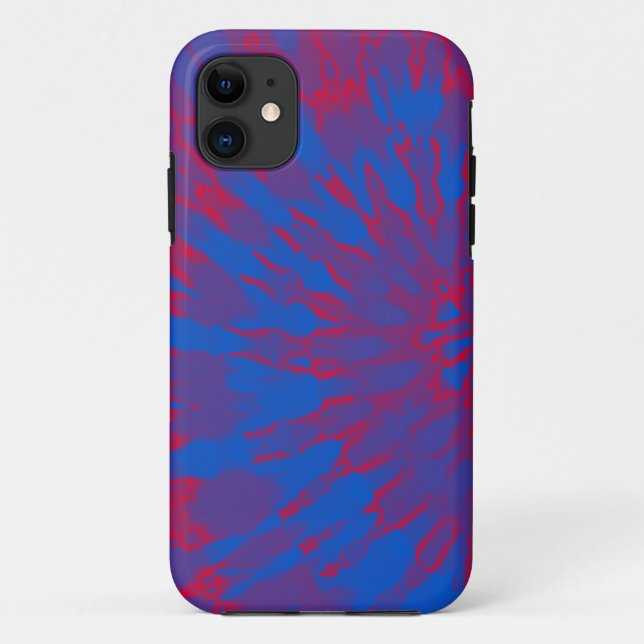 Bright Blue and Red Spiral Tie Dye Case-Mate iPhone Case (Back)