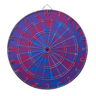 Bright Blue and Red Spiral Tie Dye Dartboard