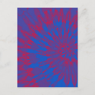 Bright Blue and Red Spiral Tie Dye Postcard