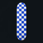 Bright Blue and White Checked Pattern Skateboard<br><div class="desc">Checkerboard Checked Checkered Check Pattern in Royal Blue and White. Geometric minimalist tile pattern in bright blue. Retro and contemporary. By Kierkegaard Design Studio.</div>