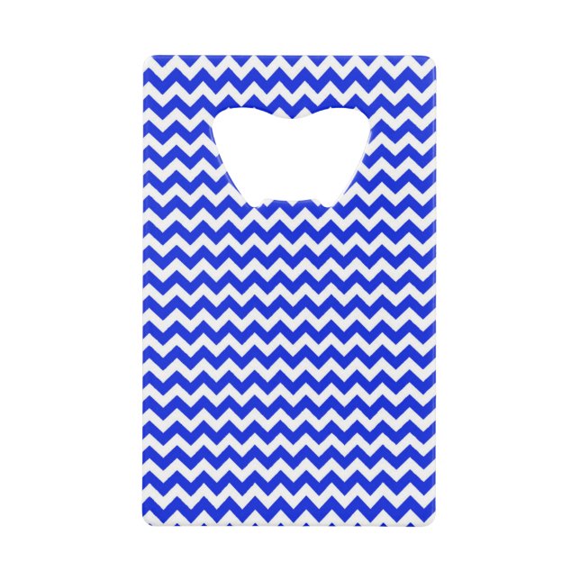 Bright Blue and White Chevron Wallet Bottle Opener (Front)