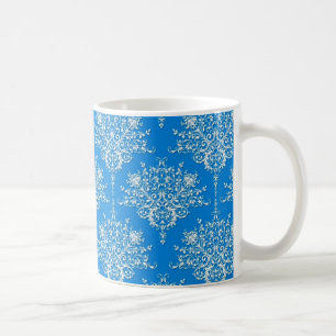 Bright Blue and White Damask Coffee Mug