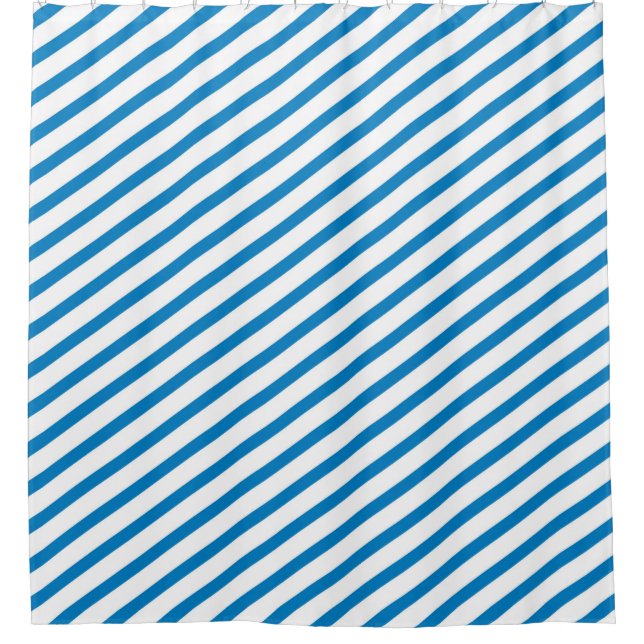 Bright Blue and White Diagonal Stripes Modern (Front)