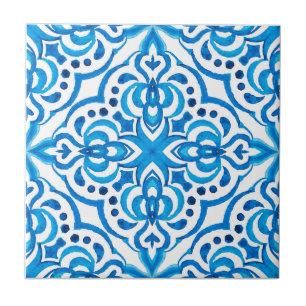 Bright Blue and White Moroccan Tile