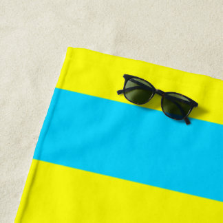 Bright Blue and Yellow Stripes  Beach Towel