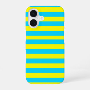Bright Blue and Yellow Stripes iPhone 16 Case