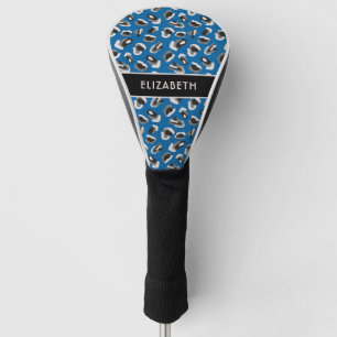 Bright Blue Animal Print Pattern Personalized Golf Head Cover