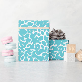Bright blue aqua leopard skin pattern wrapping paper