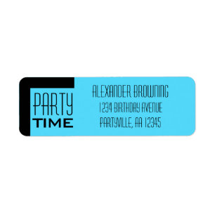 Bright Blue Art Deco Party Time Address Labels
