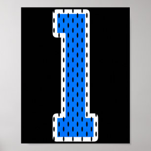 Bright blue athletic number 1 sports jersey shirt poster