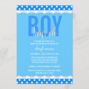 Bright Blue Baby Boy Shower Invitation