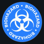 Bright Blue Biohazard Warning Sticker<br><div class="desc">Biohazard - bright blue sticker with white lettering and biohazard symbol.</div>