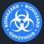Bright Blue Biohazard Warning Sticker<br><div class="desc">Biohazard - bright blue sticker with white lettering and biohazard symbol.</div>
