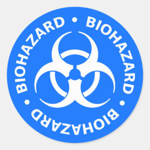 Bright Blue Biohazard Warning Sticker