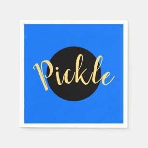 Bright Blue Black Middle Circle Pickleball Motto Napkin
