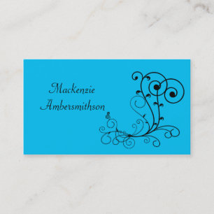 Bright Blue Black Swirl Business Card
