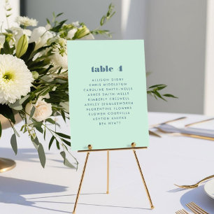 Bright Blue Bold Table Number Seating Chart Card