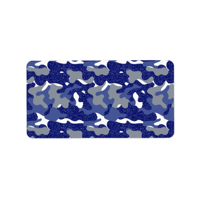 Bright Blue Camouflage Sparkle Camo Army Soldier Label (Front)