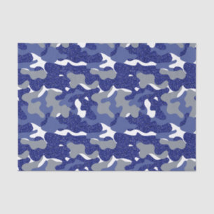 Bright Blue Camouflage Sparkle Camo Lovers Tissue Paper