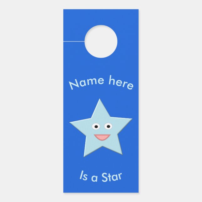 Bright Blue Celebration Star Custom Door Hanger (Front)