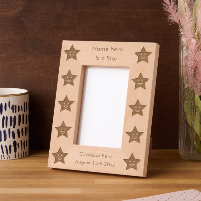 Bright Blue Celebration Star Custom Etched Frames (Left)