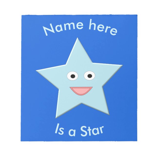 Bright Blue Celebration Star Custom Notepad (Front)