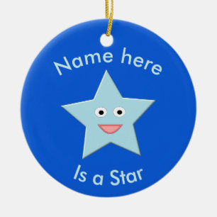 Bright Blue Celebration Star Custom Ornament