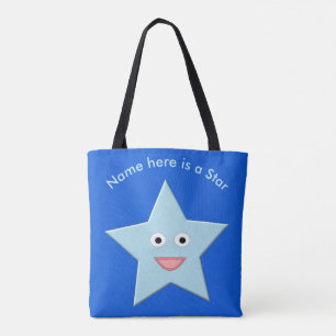 Bright Blue Celebration Star Custom Tote Bag