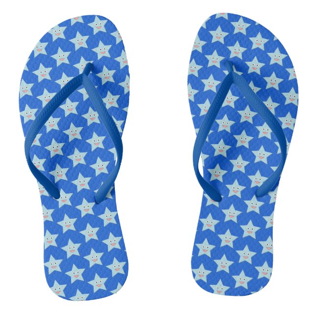 Bright Blue Celebration Star Flip Flops (Footbed)