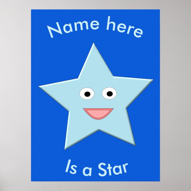Bright Blue Celebration Star Poster (Front)