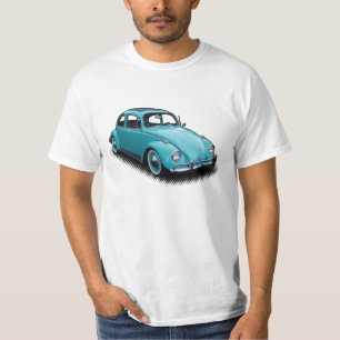 Bright Blue Classic Bug on White T-Shirt