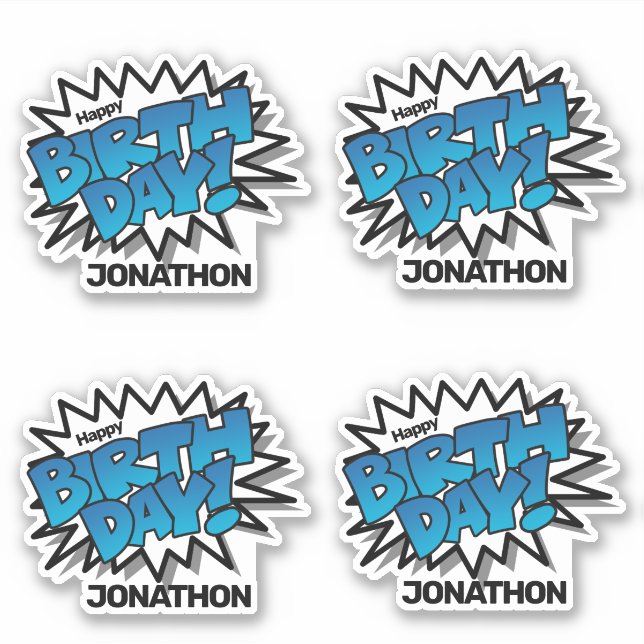 Bright Blue Comic Text - Happy Birthday (Front)